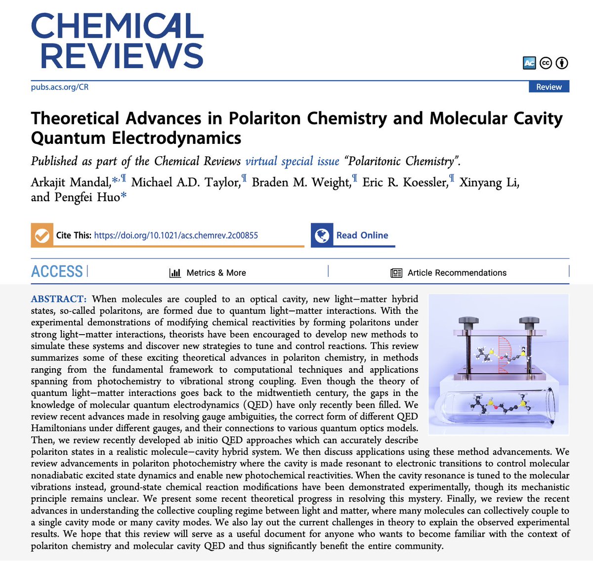 Excited to share our review at <a href="/ACSChemRev/">Chemical Reviews</a>  with @MikeTay44239266 <a href="/XinyangLiChem/">Xinyang Li</a> + Eric + Braden at <a href="/HuoGroup/">Huo Group @UofR</a>