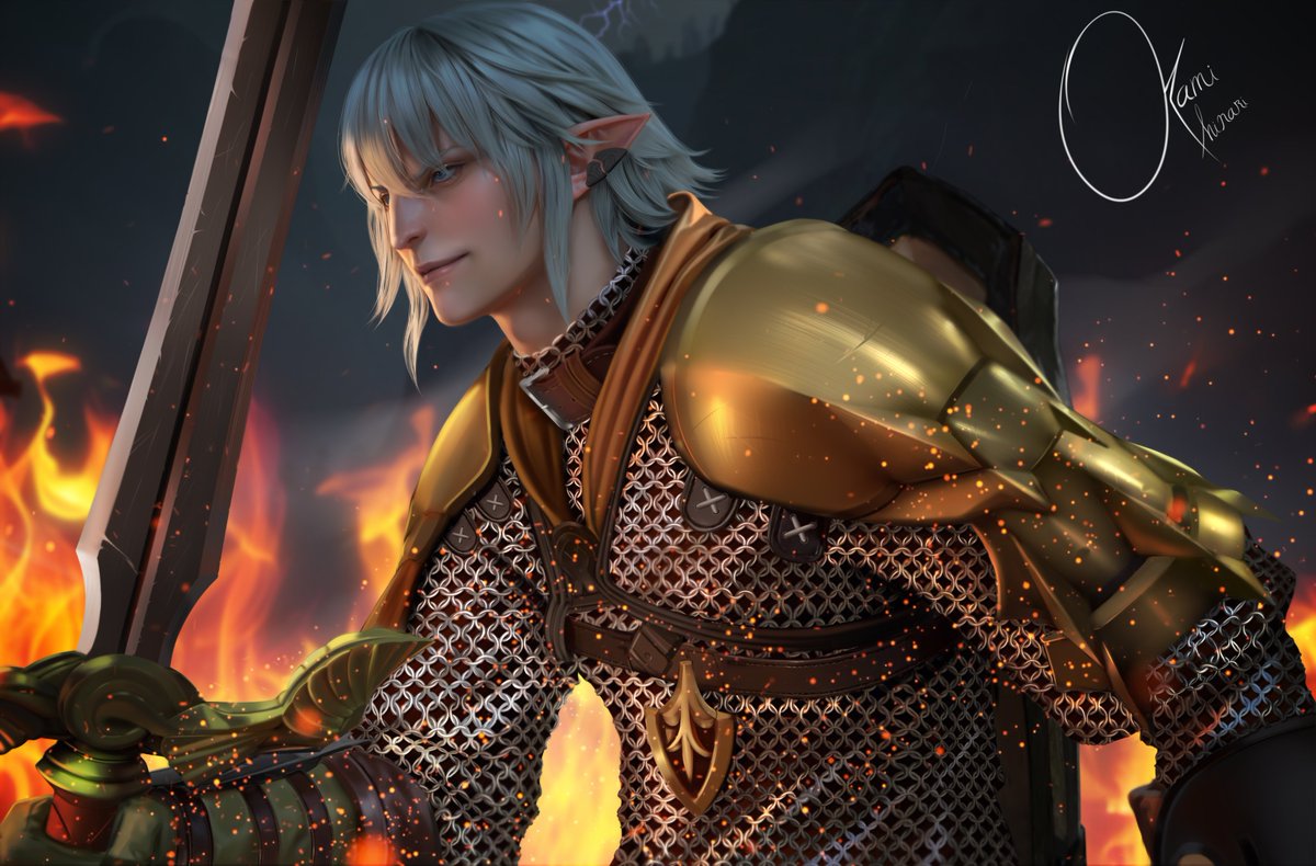I finally finished the fanart of Haurchefant Greystone, I hope you like it #FFXIV #FF14 #Haurchefant