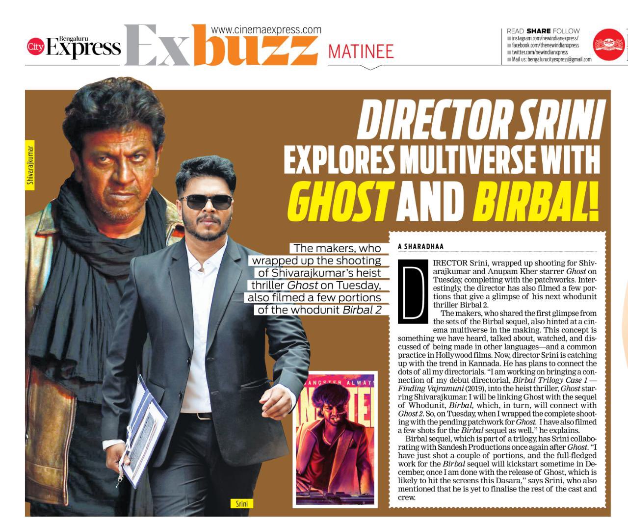 SRINI on X: "Finished shooting "GHOST"! Big thanks to my cast and crew. Excited to share details on the SCU (Srini's Cinematic Universe). "GHOST" premieres this Dasara! 🎬 #SCU #Ghost #DASARARELEASE Thank