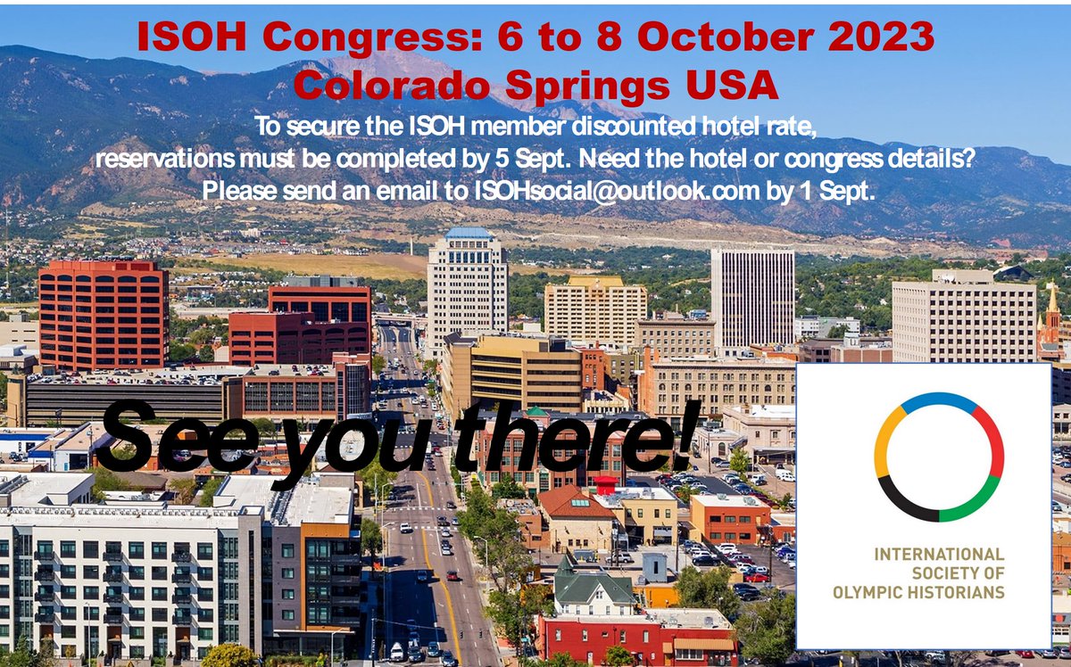 Are you an ISOH member planning to attend our Congress in Colorado Springs? Be sure to book your discounted hotel stay by 5 Sept. Questions? Send a private message or e-mail to the address in the image. We hope to see you in Olympic City USA!