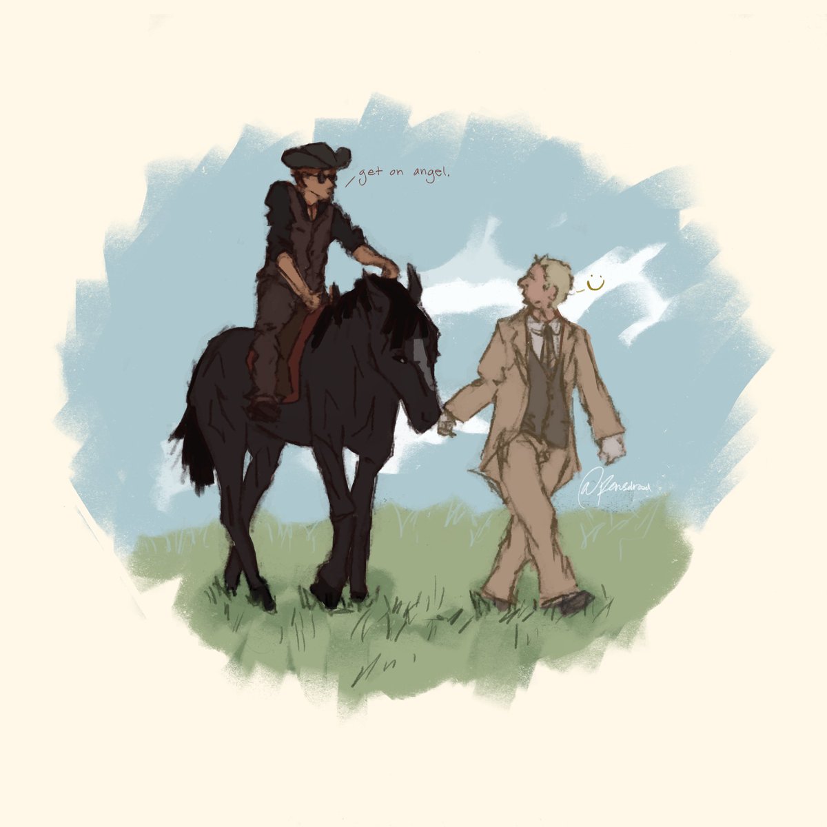 pensdread's tweet photo. working on rendering both and doing 60s/ Arabian nights 👍. but here are are wild west and 15th century sketches :) #GoodOmens2 #GOODOMENS #GoodOmensFanArt https://t.co/KT1WKHjcL5