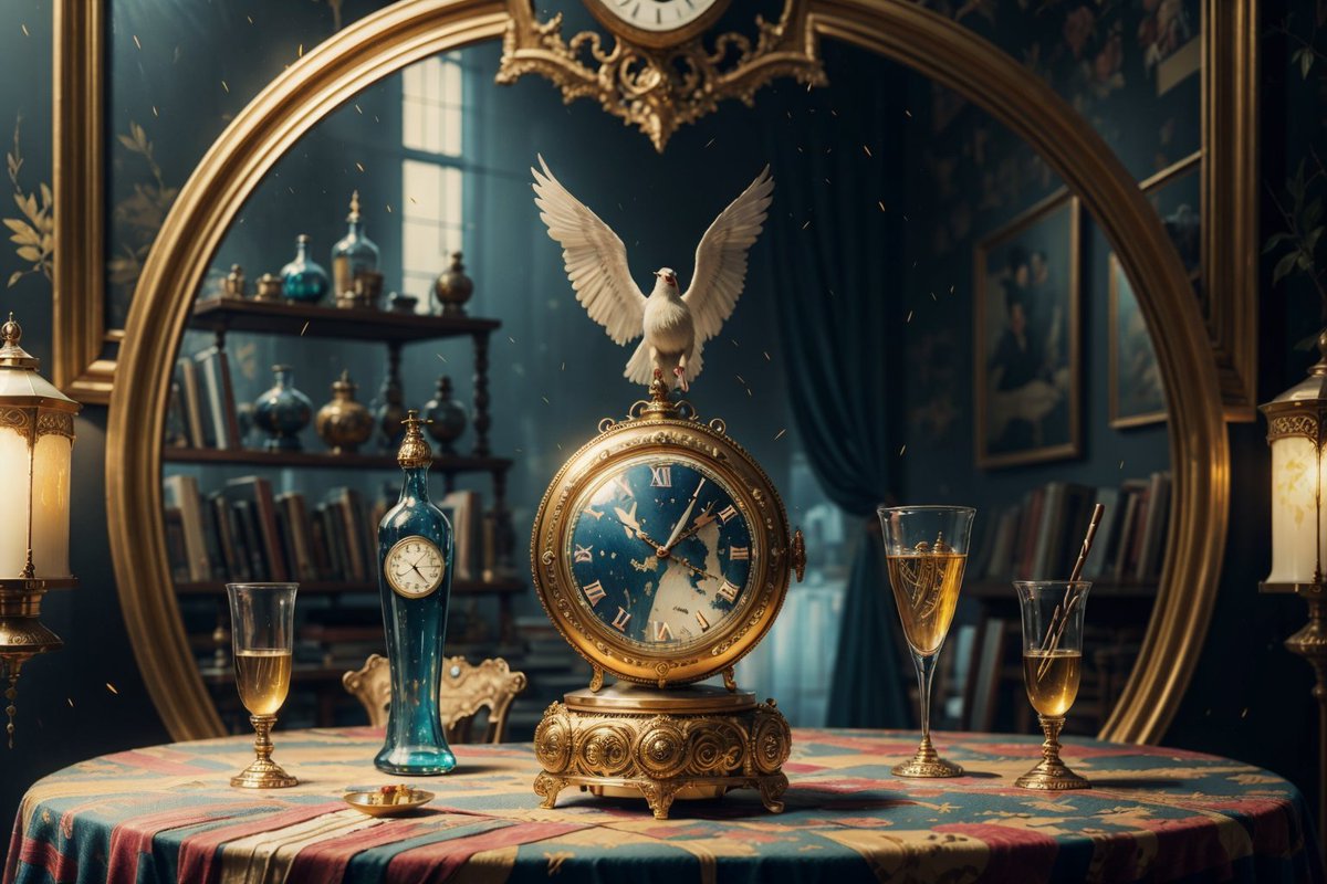 art3dlabs's tweet photo. Envision a world where time dances with nature, bridging realms in a symphony of elements ๐ฐ๏ธ๐ชถ๐ #TimelessFantasy #EtherealJourney #stablediffusion #AIใคใฉในใ #AIart ! ๐จ https://t.co/XhRYL8oXLX