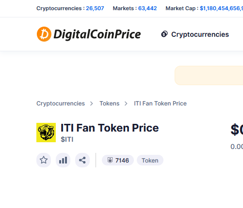 BoredDolYC's tweet photo. "$ITI is now officially listed on Digital Coin Price, opening up new horizons for our community! 🚀 Check out the latest price and market data for $ITI on Digital Coin Price to stay informed. Join us on this exciting journey towards success! 💎🌐 #ITI #DigitalCoinPrice #Listing #Cryptocurrency #Community"