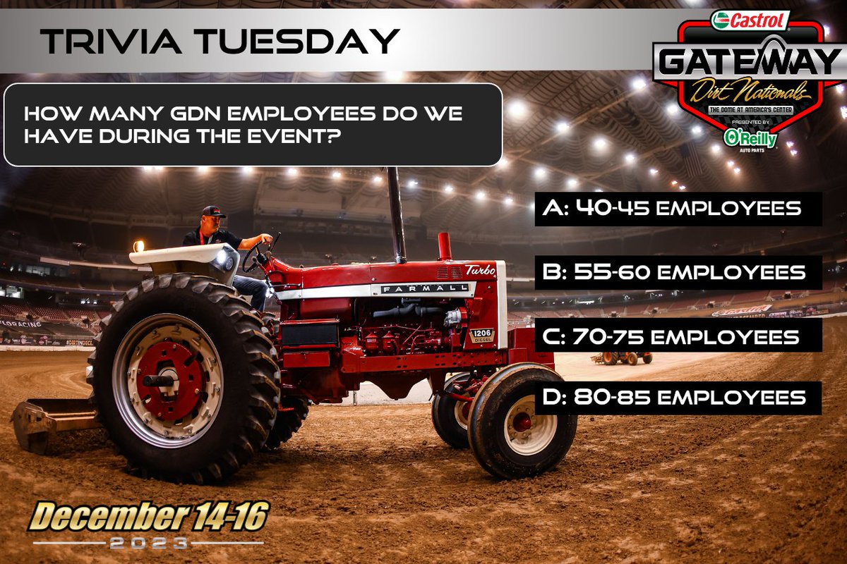 It's Trivia Tuesday! 🤔💭

One winner will be randomly selected each Trivia Tuesday to be entered into a Raffle Giveaway of 2 Event Tickets, 2 Pit Pass Upgrades, 1 VIP Parking Pass &amp; an Event Merch Bundle (VALUE: $500) 🤑

👉🏻 To Enter: Like, RETWEET &amp; REPLY YOUR ANSWER! 📲❗️