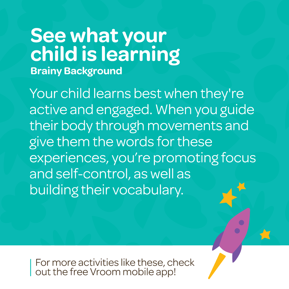 joinvroom's tweet photo. Step outside and 'branch' out with today's Vroom tip!
For more great Brain Building tips, text VROOM to 48258 or visit https://t.co/XkeeVB6OQ5 to start receiving #VroomTips for children ages 0-5! https://t.co/SGZcpND9TX