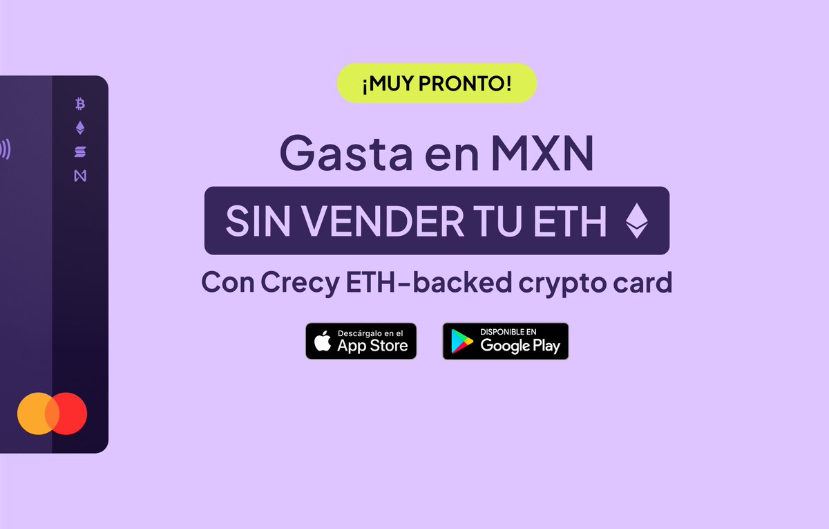 ¡HODL Crew, les tenemos excelentes noticias!🐼 Muy pronto podrán solicitar su tarjeta de crédito Crecy con garantía en #ETH. ¡ Y lo más padre de todo esto, es que no habrá una lista de espera, la emitiremos para ustedes de manera inmediata!⚡️ Stay tuned! #crypto #fintech