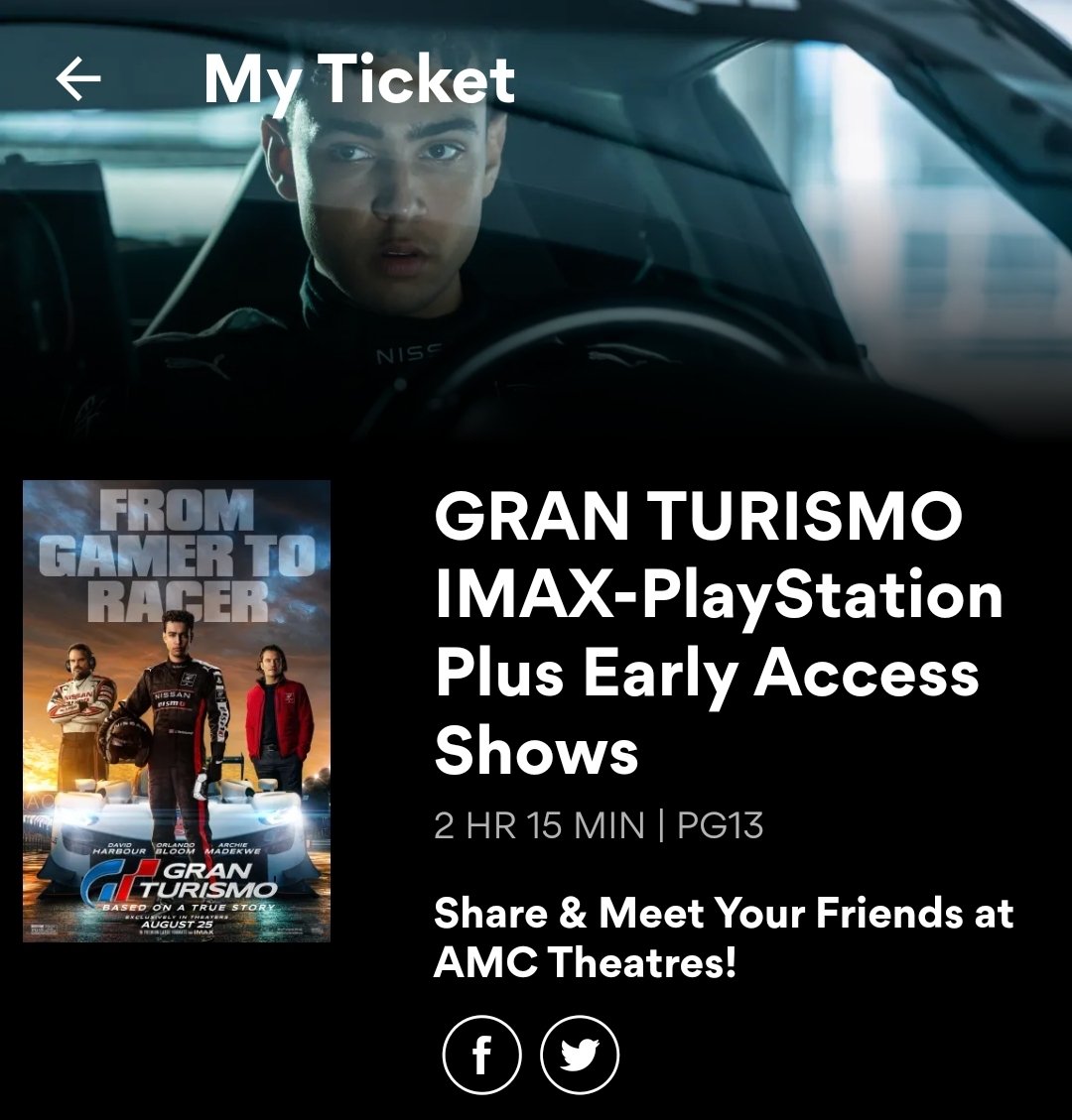 About to see #GranTurismoMovie <a href="/AMCTheatres/">AMC Theatres</a>🍿. Thank you <a href="/PlayStation/">PlayStation</a>!