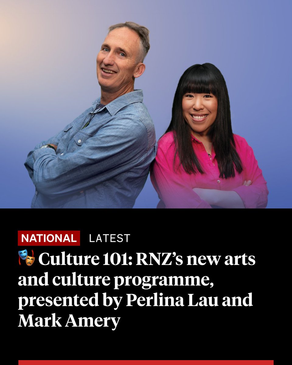 rnz_news's tweet image. 🚨 ANNOUNCING: Culture 101 🚨

Our new arts and culture programme launches Sunday 20 August on RNZ National, with co-presenters and producers Perlina Lau and Mark Amery.

Tune in every Sunday from midday-4pm. Stories will also be available as podcasts.📻🎙️