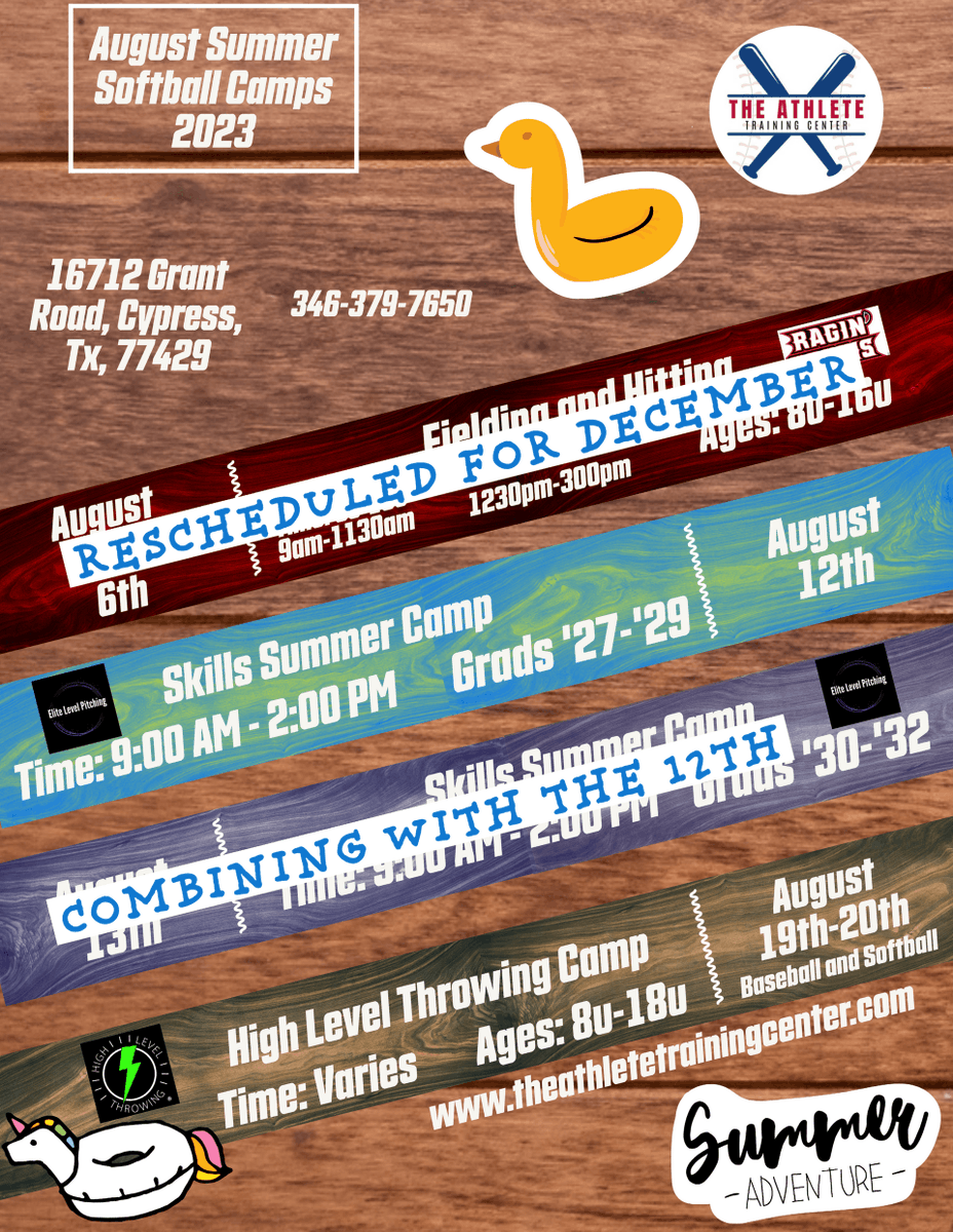 Still have room in all camps and our dodgeball night! Come join us at The Athlete Training Center for our Summer Skills Camp! Only 12 Spots left available! Our High Level Throwing Camp has a only a FEW spots left! theathletetrainingcenter.com
