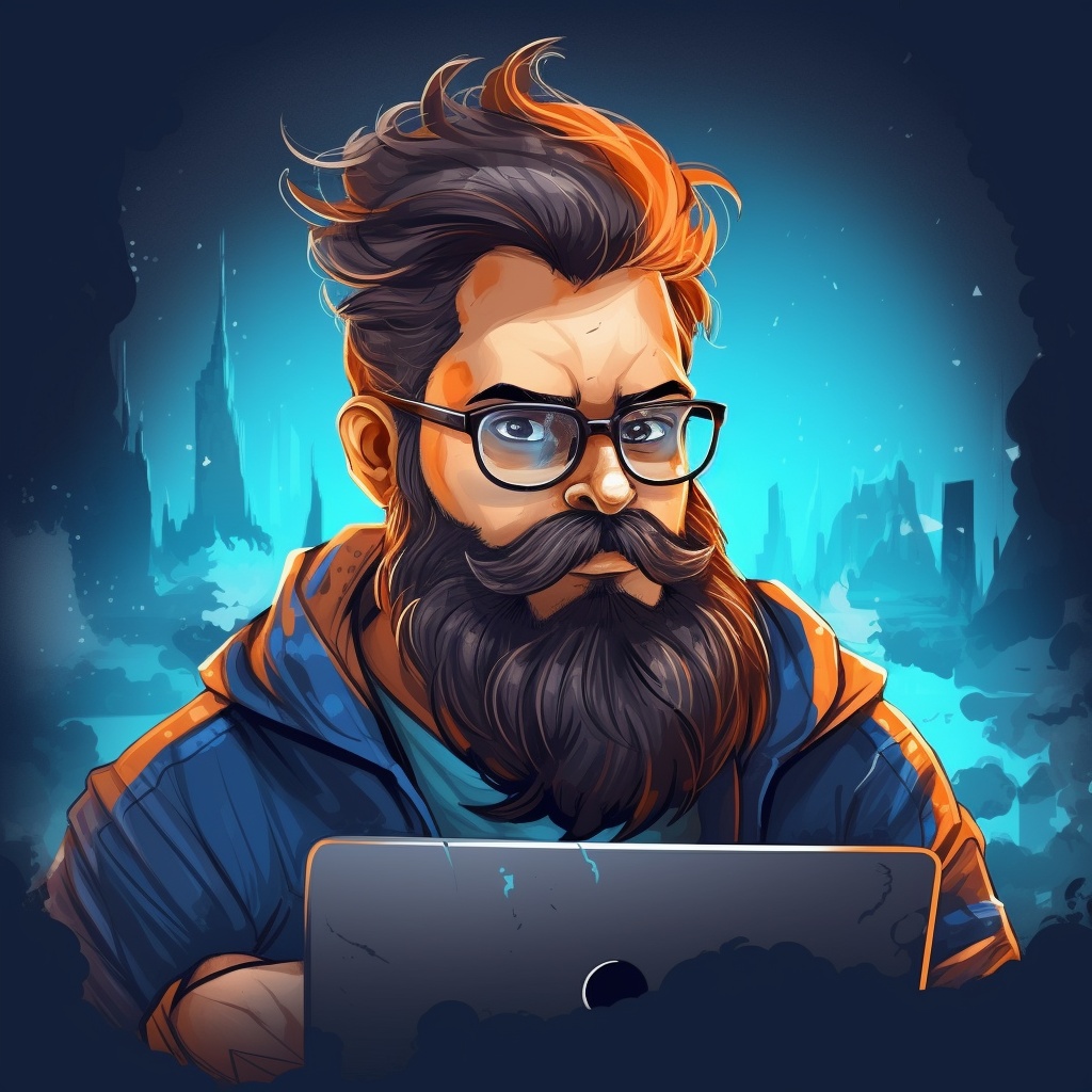 cesar20984's tweet photo. "Through the portals of the digital age, where azure meets orange, lies the realm of charming characters and narratives. The bearded sage cradles such a gateway, glasses reflecting the enlightenment of the universe, his canvas of creation. #DigitalWisdom #ArtInInking" #midjour https://t.co/YNW06X4vxm