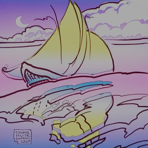 EdwardHuse's tweet photo. “Anywhere across the Sea
In a boat with room, for thee and me,
A boat with sails robust, and fine,
and a couple of smart guys,
to keep them in line.”

- a collaborative poem (c) 2023 by Edward Huse and Luther P. Smith Jr., avast!

- dreamy boat by Edward Huse. https://t.co/nk9FAwfMoc