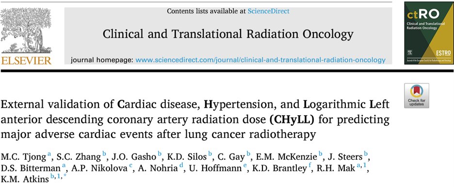 Our CHyLL model, now externally validated, predicts cardiotoxicity after lung RT. Remember to contour the LAD and minimize V15! #cardiooncology #lungcancer #radonc #radiotherapy
@_katelynatkins  @Dr_RayMak 
tinyurl.com/3pk7uy5t