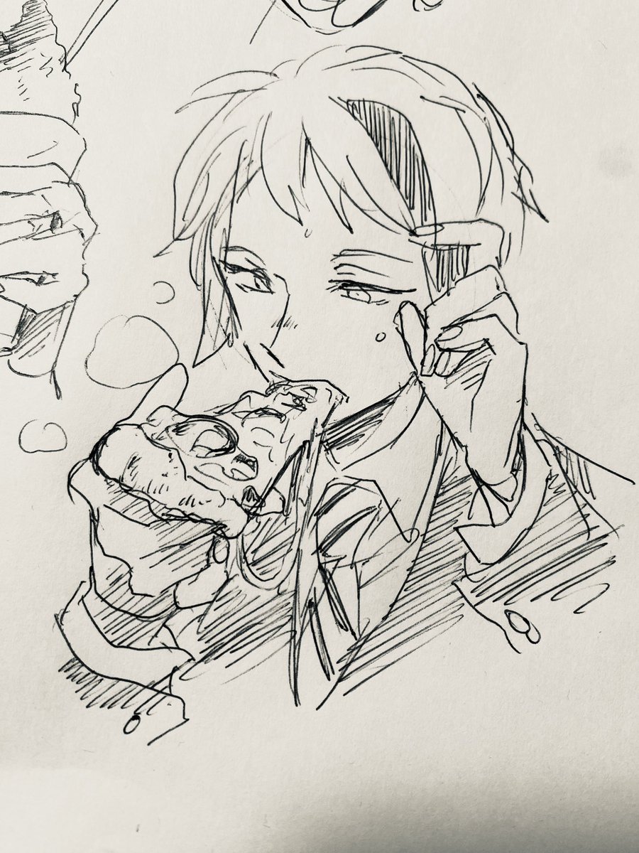朝の一発描き あちあちのピザ🍕