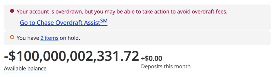 ginza12's tweet photo. It appears my checking account is overdrawn. (seriously - this is a screen capture from my online banking)
#lotttery #checkingaccount #budget #ticket #jackpot #tasty https://t.co/2jCAFtewtS