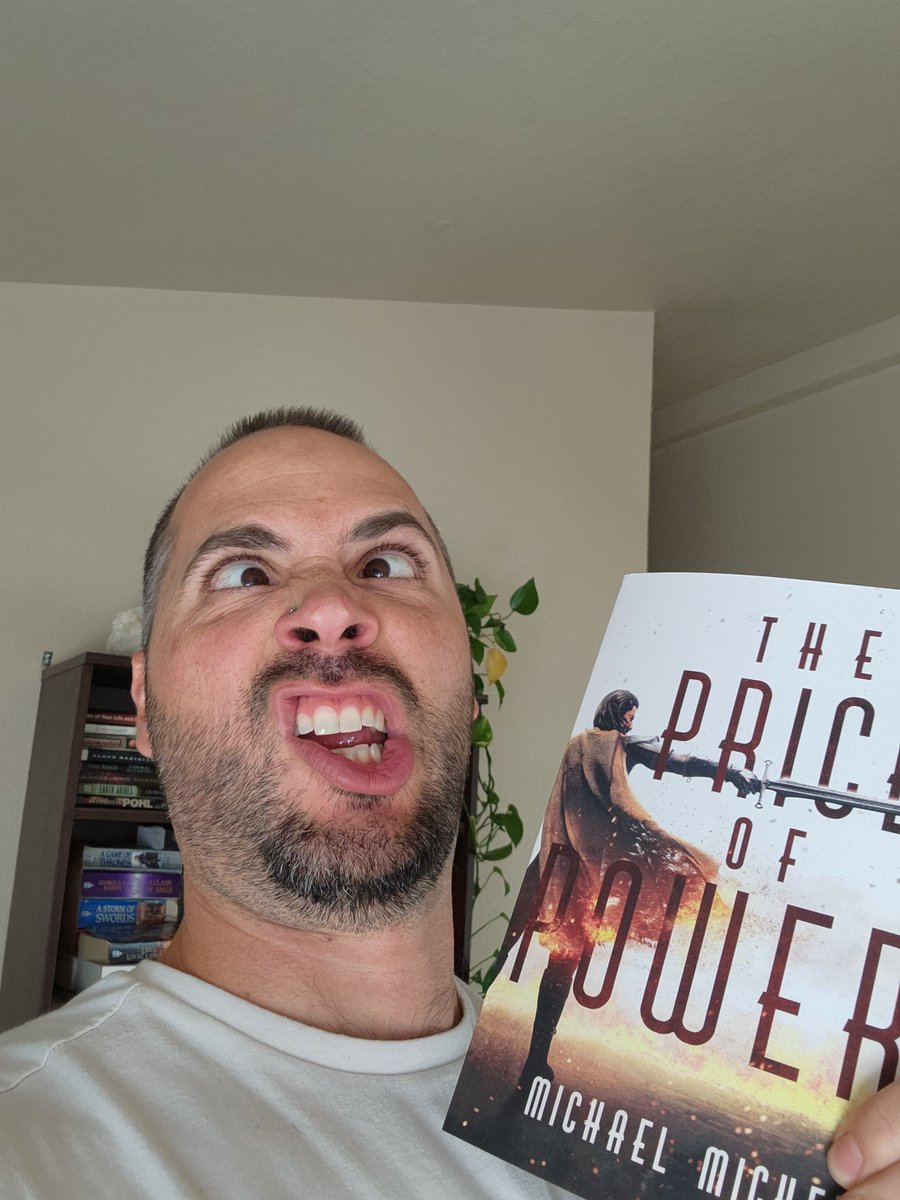 MichaelBookCult's tweet photo. ENTER TO WIN:

A physical copy of War Song!

Retweet this and add your silliest-ass mug posing with a copy of TPoP or War Song and I'll choose the funniest face as winner in 5 days.

Twas too fun to resist.

#ContestAlert #fantasybooks #SPFBO9 #freebooks  #thepriceofpower #SPFBO https://t.co/72ed5BkU10