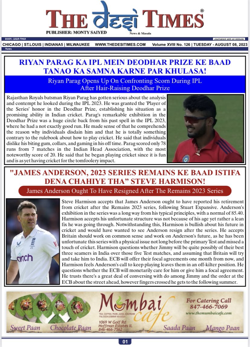 TheDesiTimes's tweet photo. Latest US news, world news, sports, business, politics, entertainment, Bollywood and much more in our fortnight newspaper! 
#TheDesiTimes #MontySaiyed #WorldNews https://t.co/HnPq2eaPmt