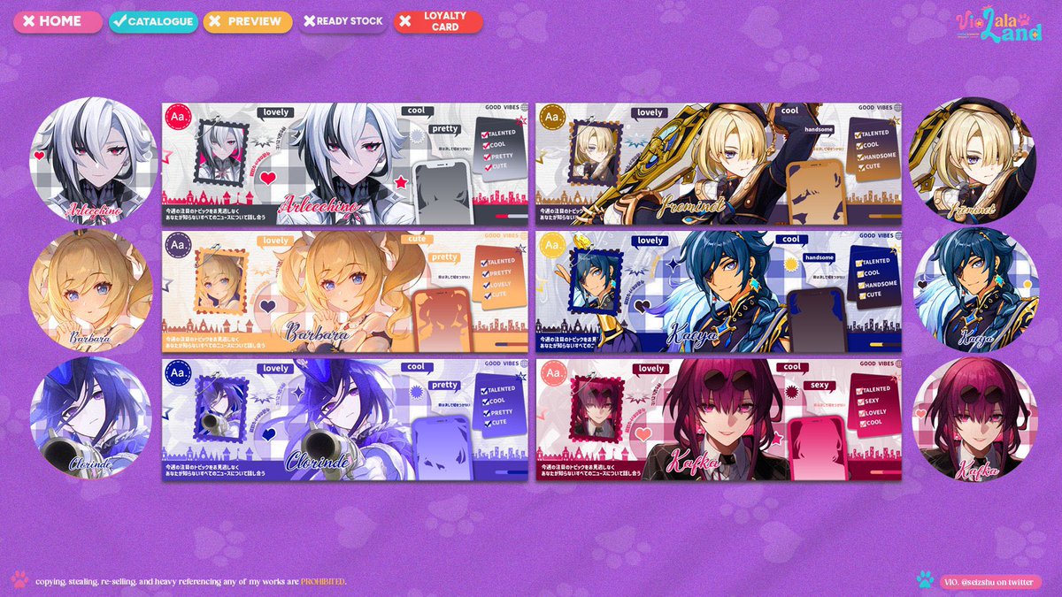 seizshu's tweet photo. selamat pagi, aku masih ada layout clearance sale anime &amp; genshin harganya 5k/each aja. mari jajann

❌ lyney, klee, clorinde, kaveh, arle, raiden, minami, kantaro 

#zonauang #zonaba https://t.co/gvRUWY5FTV