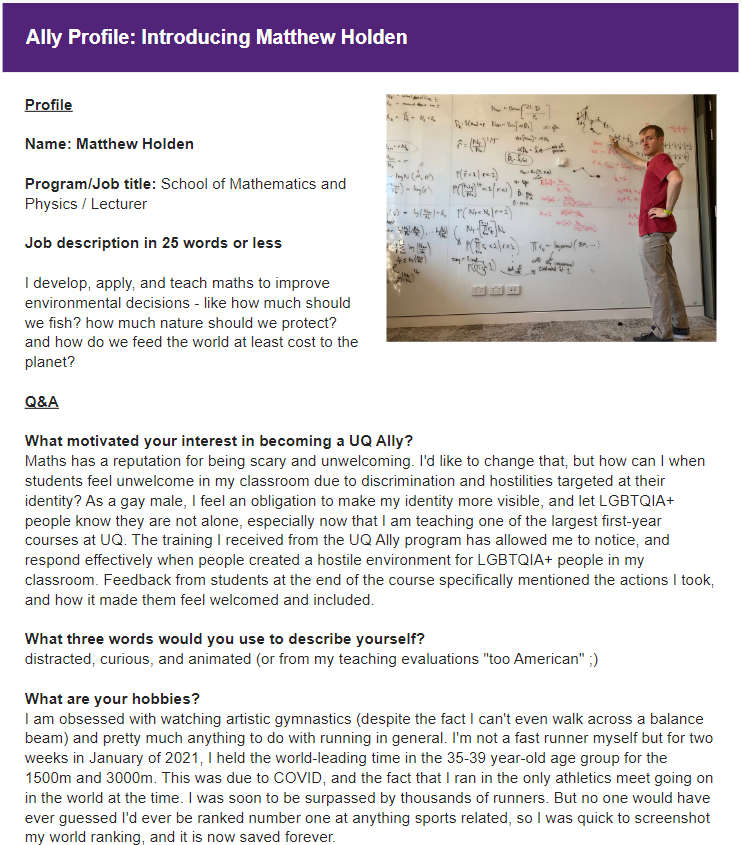 Proud to be a UQ Ally. For those at @UQ_News I highly recommend the training, and hope other universities can implement similar programs, more information here staff.uq.edu.au/information-an… @UQscience @UQ_SMP