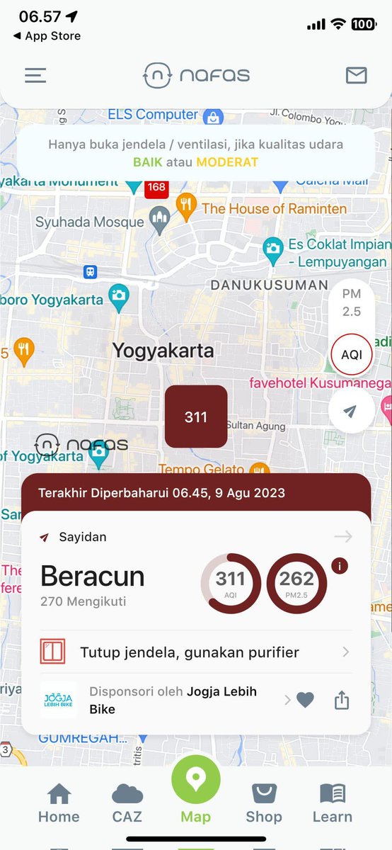 Halo lur, mungkin banyak yg belum concern tp kayanya perlu ditingkatkan kesadaran masy jogja. Kondisi udara jogja pagi ini 2x lipatnya jkt. Semoga bisa buat evaluasi kita bareng bareng. Makasih lur
📸: Paksiro