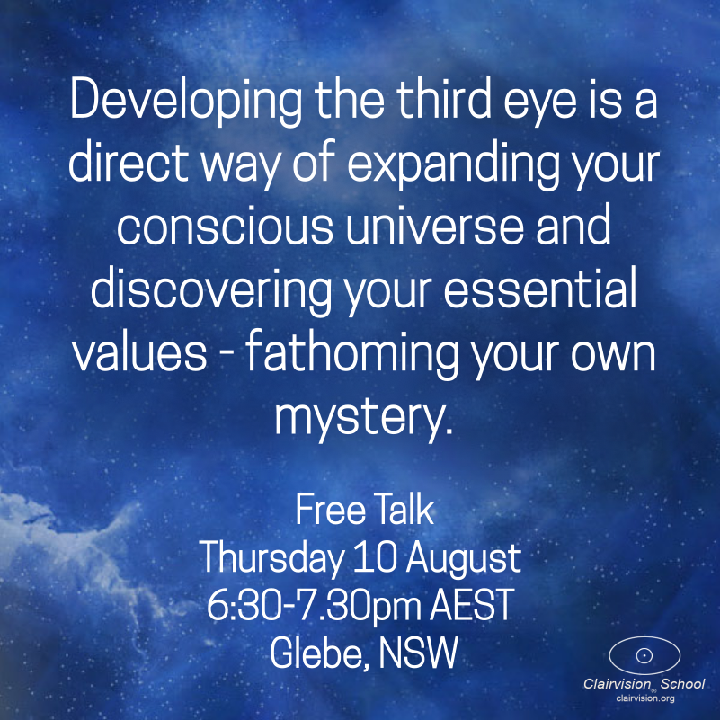 clairvisionaus's tweet photo. Free talk tomorrow! Come and discuss the third eye and meditation experiences at a free talk in Glebe on Thursday 10 August from 6.30-7.30pm. Register here: https://t.co/JuGaTsidDK 
#clairvision
#meditation
#freetalk https://t.co/5lKrO78Q84