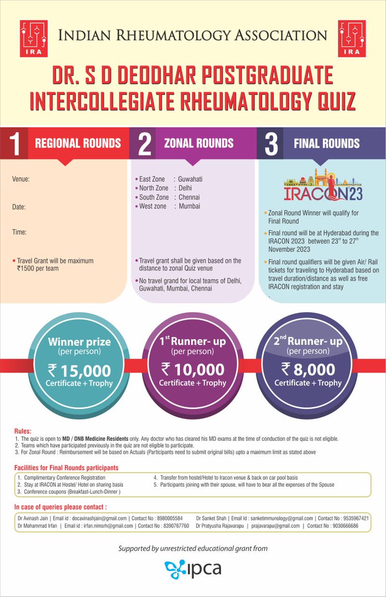 IndianRheum's tweet photo. GET SET GO - Get Ready for this year's Quiz! State Rounds, Zonal, and National Rounds - Showcase your energy and knowledge! #Quiz #rheumatology #MedTwitter #trainees #medicine #IRACON23 #hyderabad @Iracon2023 https://t.co/TNjRfc6nu9