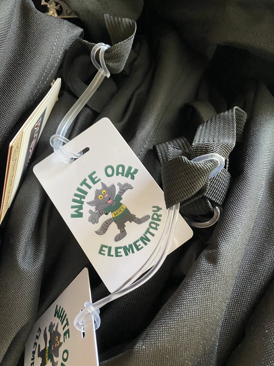 Our White Oak Elementary PTO updated our safety bags, new bags with White Oak labels, of course. Thanks Mrs. Sewell and Mrs. Cleve for getting these ready for our Wildcats  💚🤍 #WildAboutWhiteOak