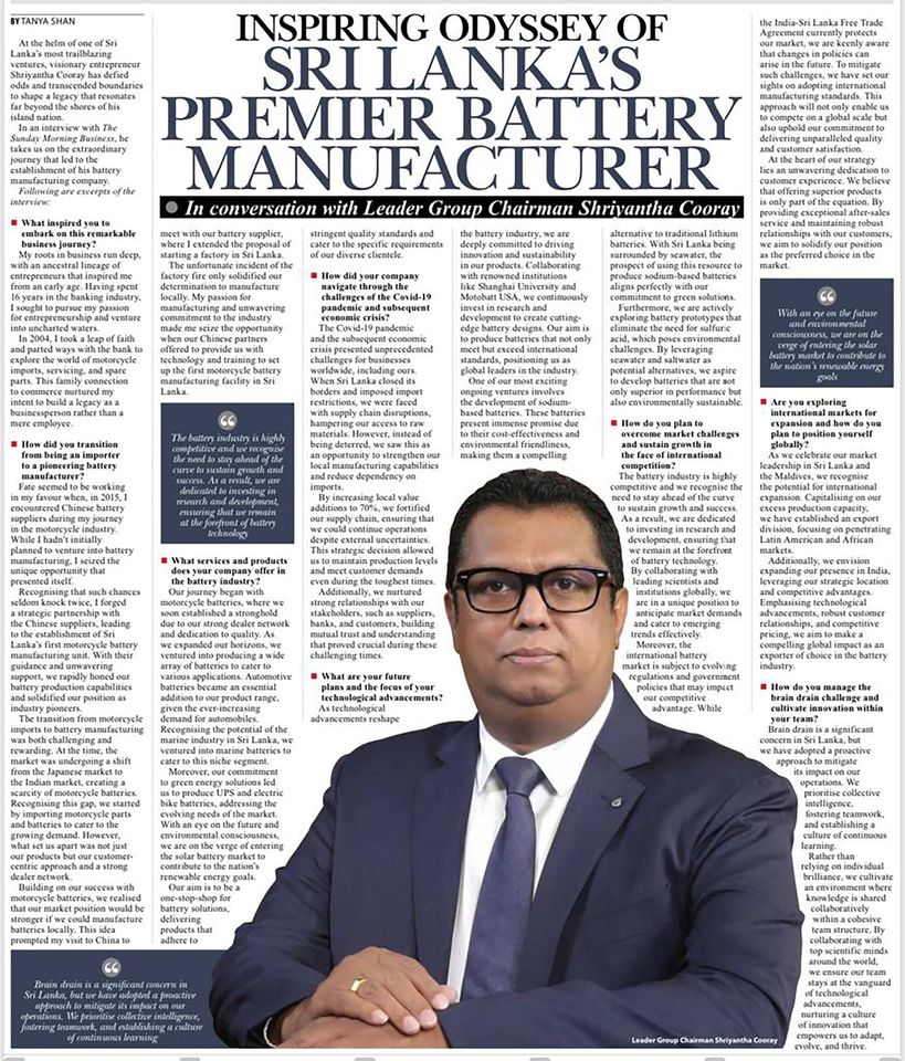 kaijiebattery's tweet image. Inspiring odyssey of Sri Lanka&apos;s Premier Battery Manufacturer

Full Article 📷 themorning.lk/articles/g36Es…

#Leadergroup #Kaijie #PowerUnleashed #LongLastingTech #PowerToTheMax #LongLasting #MarketLeaders #motorbike_battery #themorningpaper 

@ShriyanthCooray @TheMorningLK