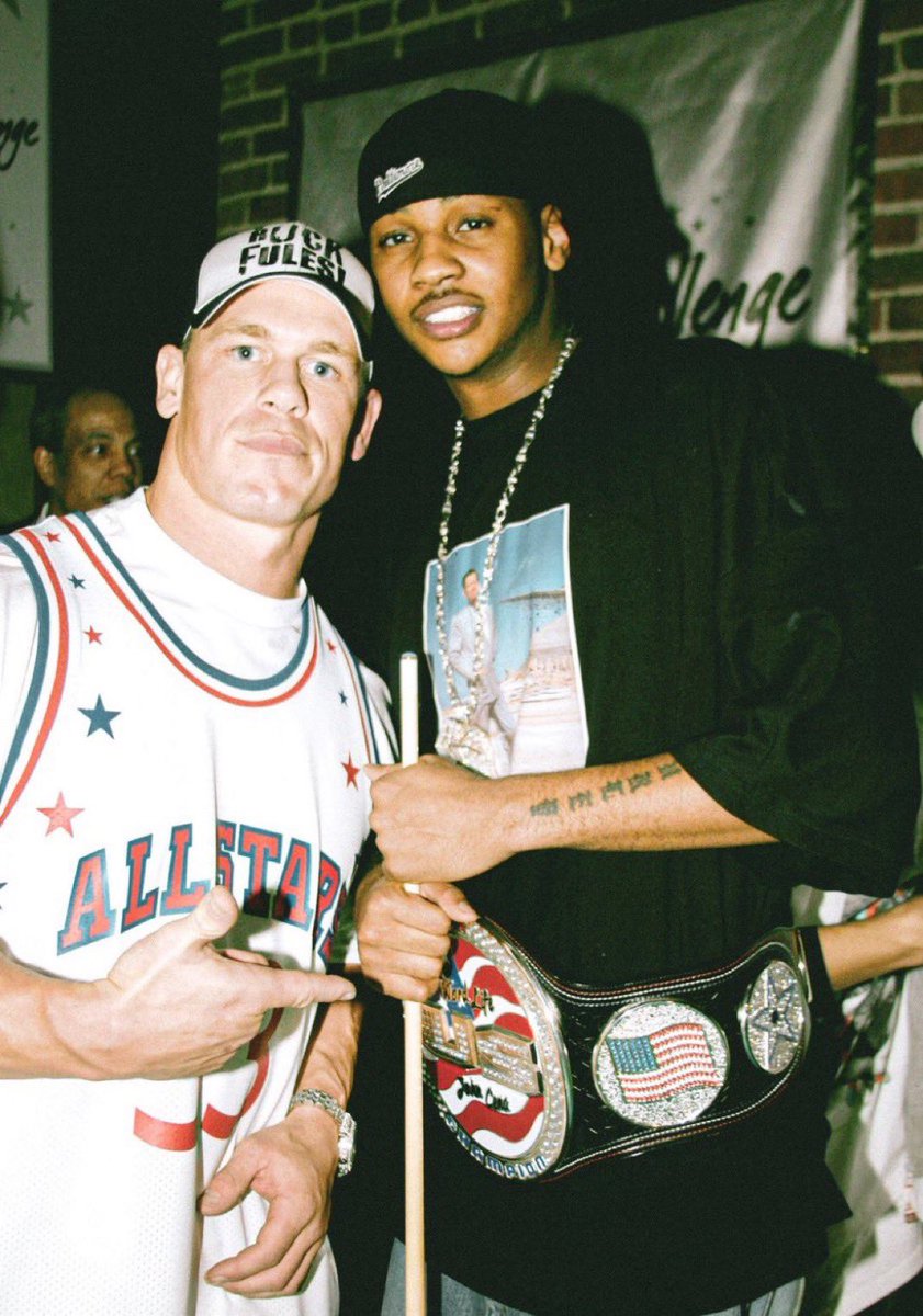 Hoopss's tweet photo. Carmelo Anthony and John Cena in 2005. This pic is cold https://t.co/O9J7pDAO97