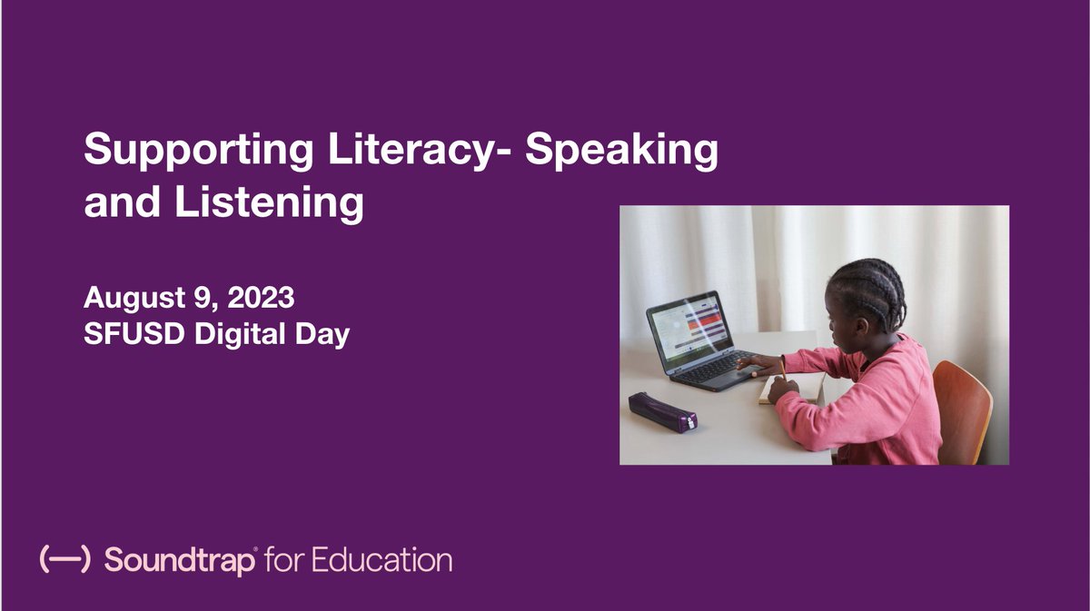 Teachers will leave the session with 1-2 examples to support speaking and listening using Soundtrap and its studio features. Supporting Literacy-Speaking and listening using <a href="/soundtrap/">Soundtrap for Education 🎶</a> <a href="/grimes_jostin/">Jostin G.</a> #ddd23; #WeAreSFUSD