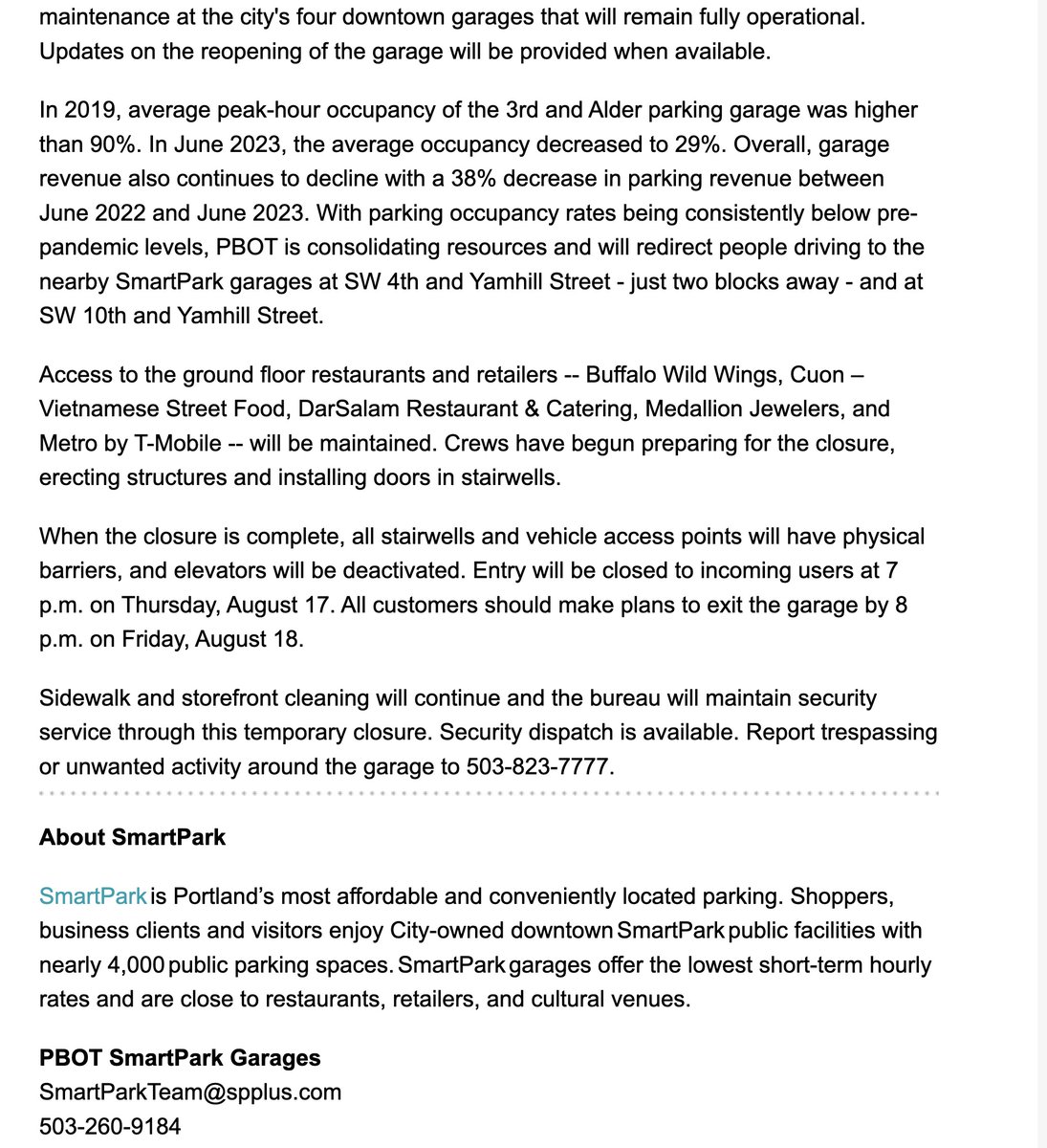 Jonathan_Maus's tweet photo. Woah! It's happening. @PBOTinfo just announced they are closing one of their parking garages downtown 👀 

 https://t.co/Jltoggc2qa https://t.co/OGicBOjw0j