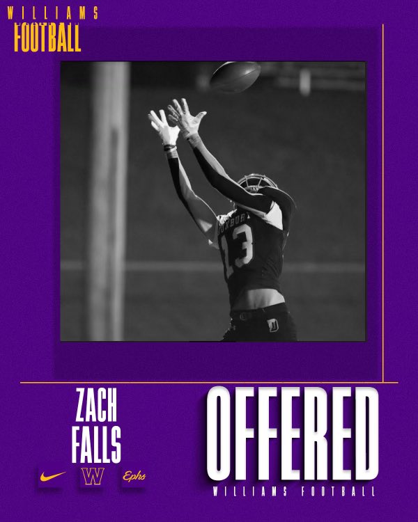 Very excited to announce that I have received an offer of support through the admissions process at Williams College! 🔥@CoachHennessey @Coach_MMac @Coach_Miggs @WilliamsEphsFB @DuxHSFootball