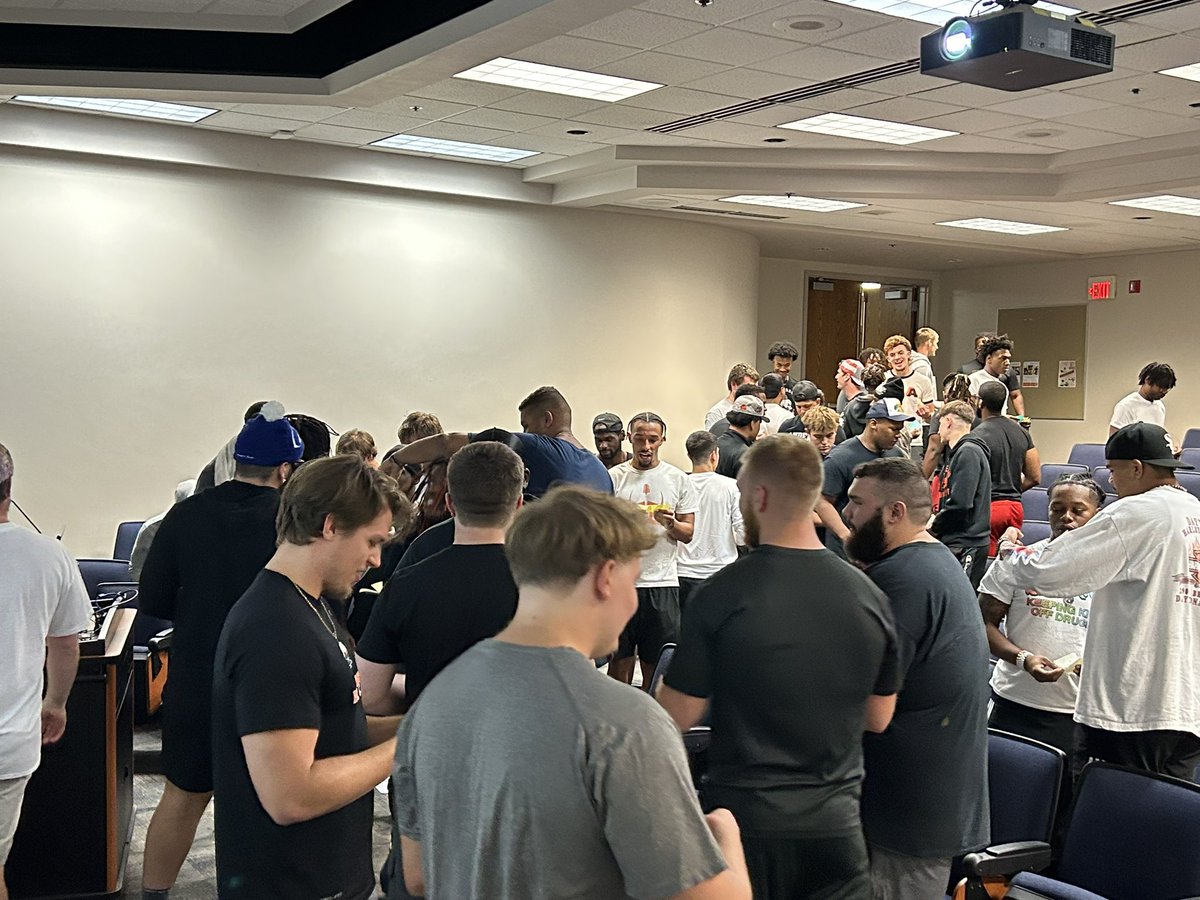 Crypto_CoachK's tweet photo. Players report to camp today. After move-in and dinner we had fun doing team bonding activities @AUFootball__ 
#TheRavenWay https://t.co/3gN8fFbhiA