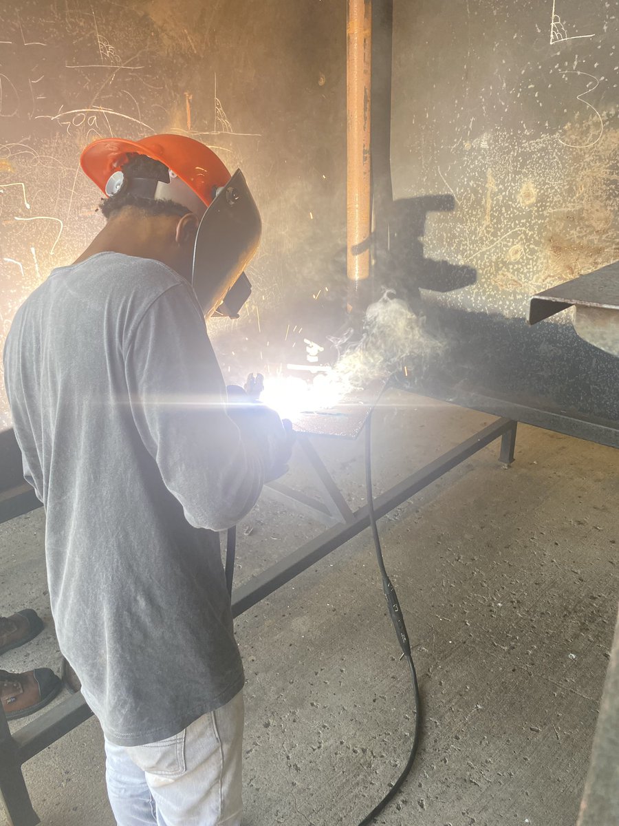 BishopWorkforce's tweet photo. The Shipfitting students are in the booths! They are Stick welding with 7018 1/8 in electrodes.
It’s their last week and they are showing off one of the many skills that they have learned!
#Shipfitting #workforcedevelopment #stickwelding #weldingbooths https://t.co/nb4fd9Enpy