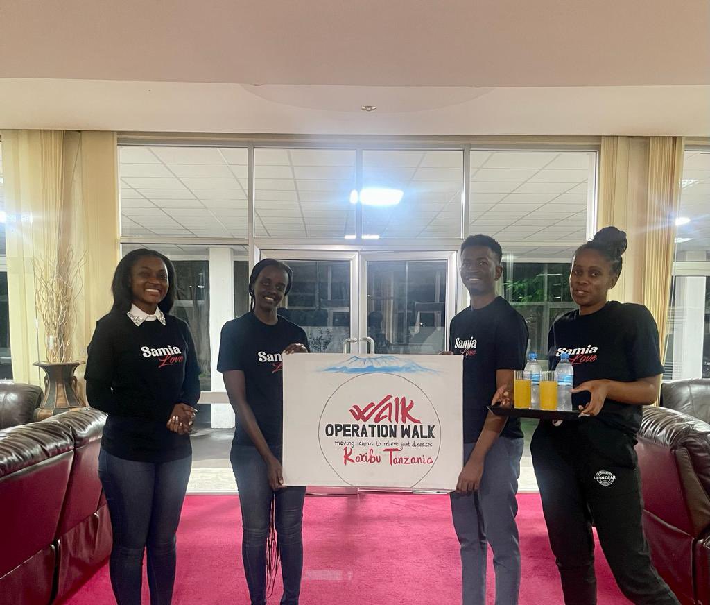 LazaroNyalandu's tweet photo. Operation Walk advance team landed and was received at Kilimanjaro International Airport early this morning. Thank you all! #operationwalk #samialove #almc #jitolee https://t.co/h70PolxqnR