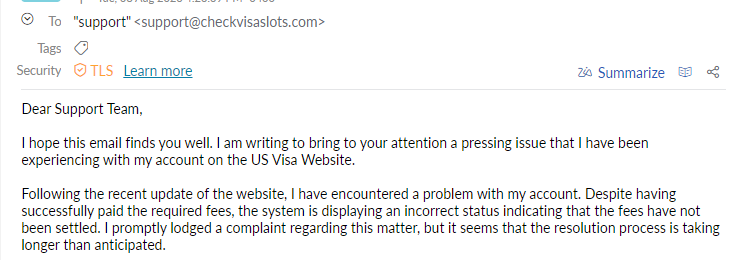 checkvisaslots's tweet photo. 10 days passed and the ongoing struggle with receipt activation persists. Regardless of team size, THIS DEMANDS IMMEDIATE ATTENTION. Neglecting a customer after payment is simply unjustifiable. 😡😡
#usvisascheduling #USVisaPortal #usvisa https://t.co/Oxon9V2YRG