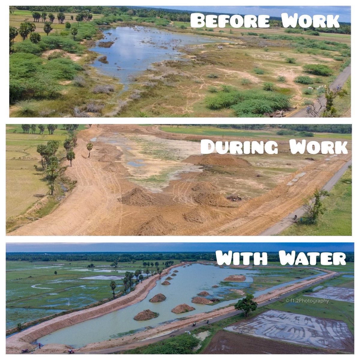 BounceBackDelta! Cauvery, India 🇮🇳!

Before and After rejuvenation pictures of Perumagalur lake.

Location:  Perumagaloor Panchayat, Thanjavur district, Tamilnadu.

Area of the lake: 18 acres. 

Water Saved: 25 crores litres.

Bravo @being_nimal