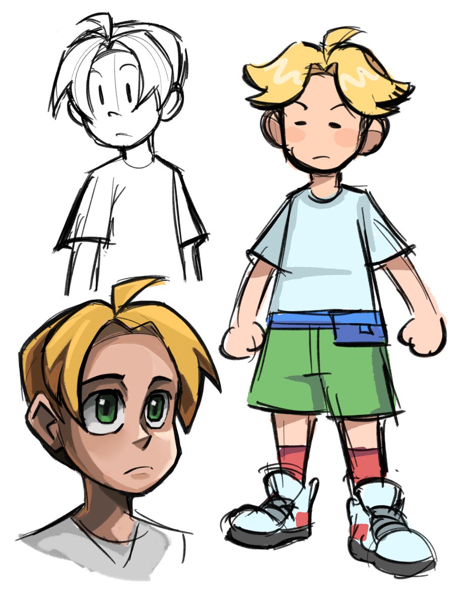 blonde hair 1boy green eyes green shorts shorts male focus shirt  illustration images