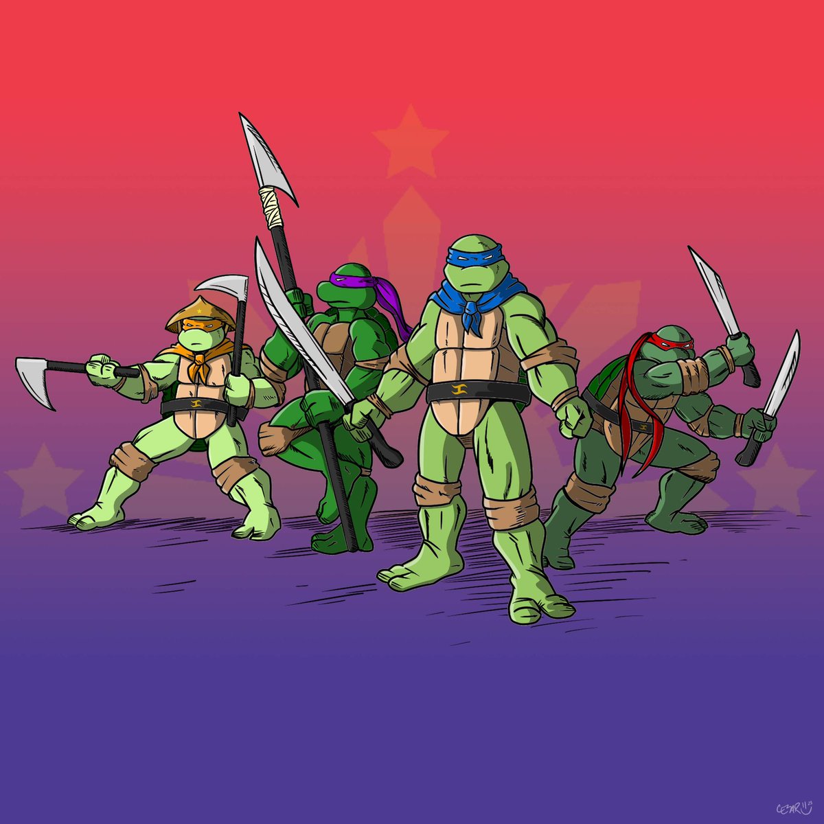 artofthecartoon's tweet photo. Filipino Revolutionary Ninja Turtles 2023. Artist homage returns and I’m beginning with Peter Laird and Kevin Eastman’s TMNT w/ a Filipino twist. #art #illustration #comics #movies #tmnt #filipino #revolutionary #ninjaturtles #peterlaird #kevineastman #artisthomage #isulong https://t.co/Bnaz6ICKls