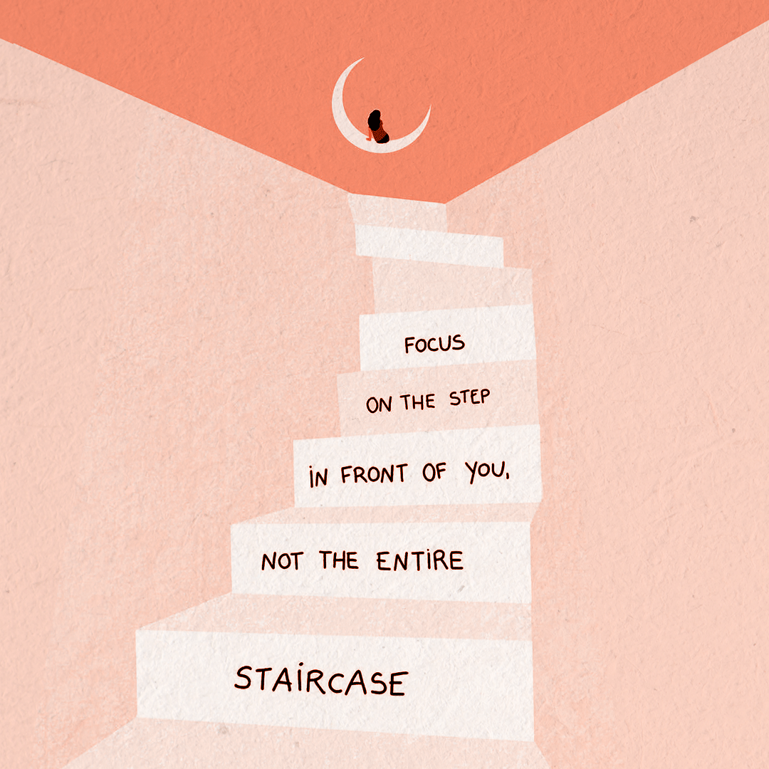 DrSophy's tweet photo. It's time for you to discover the transformative effect of shifting your focus to the step in front of you rather than the entire staircase.
.
.
.
#SelfDevelopmentJourney #SophyontheStreet #PositiveMindset https://t.co/D8rArJrEj4