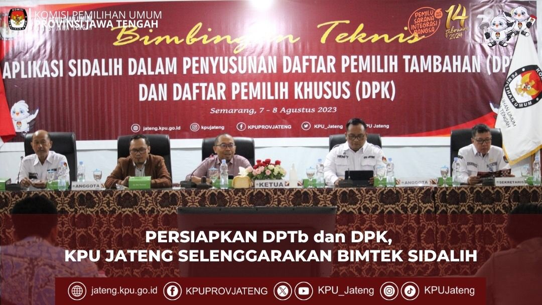 KPU_Jateng's tweet photo. #TemanPemilih (8/8)KPU Provinsi Jawa Tengah menyelenggarakan Bimbingan Teknis Aplikasi Sidalih dalam Penyusunan Daftar Pemilih Tambahan (DPTb) dan Daftar Pemilih Khusus (DPK) untuk Pemilu 2024. https://t.co/ClTVvT4eg4