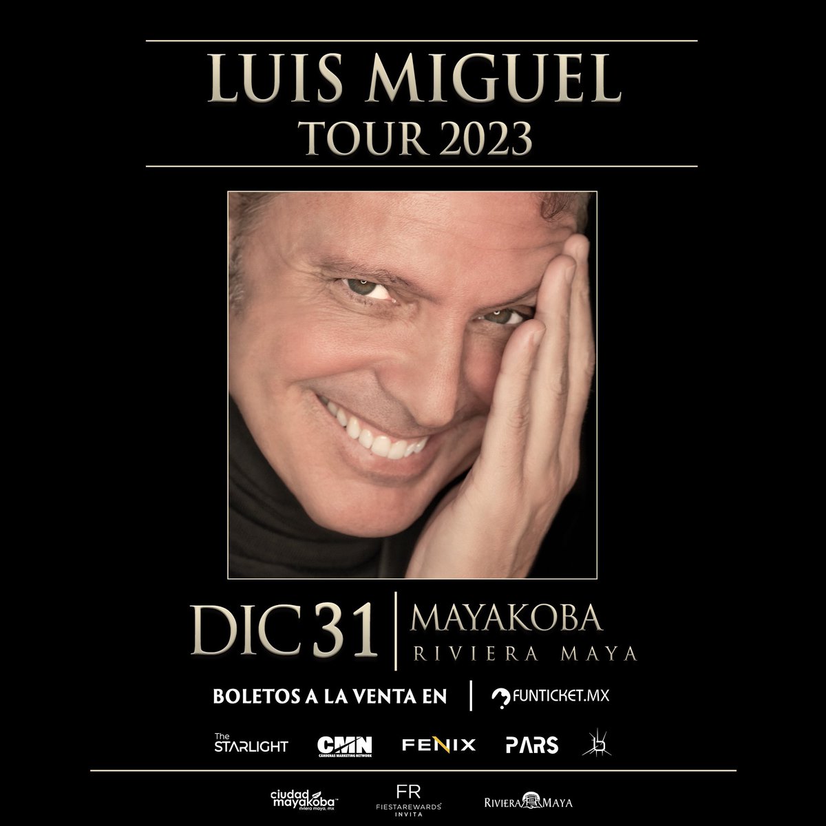 Funticketmx's tweet photo. ¡El Sol de México ☀️ cierra su exitosa gira 2023 en Riviera Maya! 

Este próximo 31 de diciembre, en el paradisíaco Mayakoba, Luis Miguel se presenta para deleitarnos con todos sus éxitos y cerrar el año cantando con él. 

Busca tus boletos próximamente en nuestra plataforma https://t.co/w43BfrOkfr 🎟️