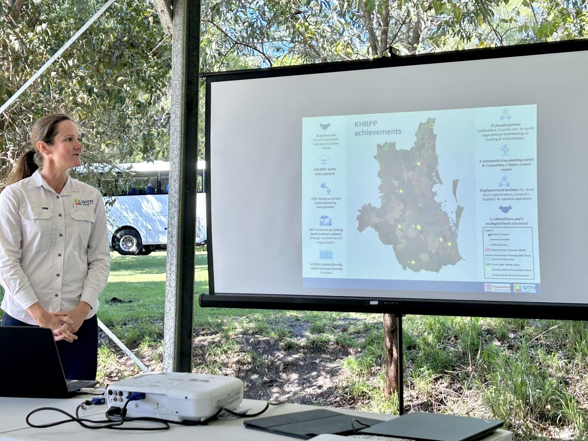 NRMRegionsQLD's tweet photo. Great visit as part of the National Koala Recovery Board tour to Dangerbridge to look at amazing restoration plantings of over 145,000 trees for koala habitat, thanks to @QldEnvironment @QldTFN @noosalandcare @QWaLC https://t.co/nOe38QG7hg