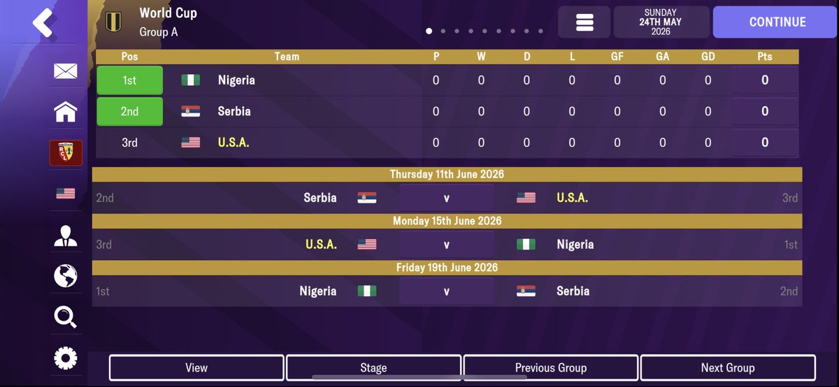 Mr_ManagerFM's tweet photo. 🇺🇸  #WorldCup  🇺🇸 
America is armed and ready! MM is leading the 11th ranked Yanks on their quest for the 🏆! An easy group stage will set them up nicely to make a run in the KO stages which MM is adamant about being contenders. #FM23 #FootballManager https://t.co/p08H2ao3h8
