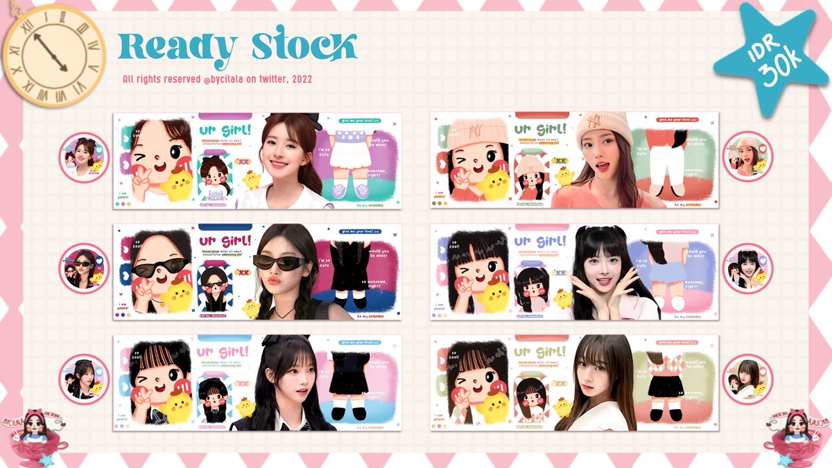 A retweet will be very appreciated ✨

𝗕𝗬𝗖𝗜𝗟𝗔𝗟𝗔 : READY STOCK CHIBI

🕗 : Rabu, 9 Agustus 2023, 19.30 WIB
🖇️ : Free Replace Text 
🎨 : Recolor +2k (sertakan colpal yaaaa)

Ada ready stock chibi nih! Nanti tinggal dm nama charanya aja yaaa boleh cek alt

Note :
- 1 orang