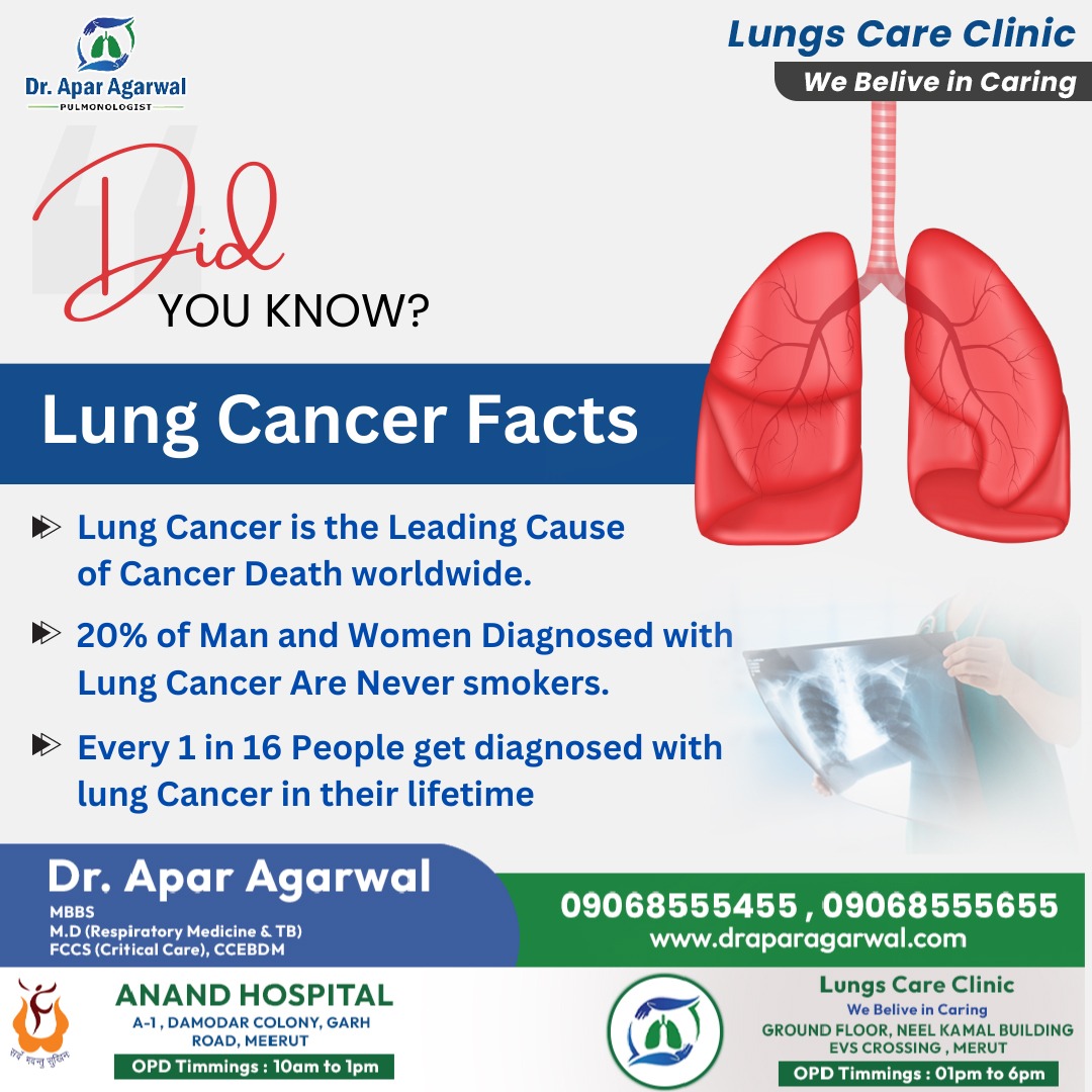 👉𝐃𝐈𝐃 𝐘𝐎𝐔 𝐊𝐍𝐎𝐖? 𝐋𝐮𝐧𝐠 𝐂𝐚𝐧𝐜𝐞𝐫 𝐅𝐚𝐜𝐭𝐬🫁 #DrAparAgarwal #allergicasthma #allergicrinitis #lung #health #medical #medicine #lungcancer #asthma #lungdisease #pulmonary #lungs #respiratorycare #pulmonologist #lunghealth #respiratorytherapy #cardiology #copd