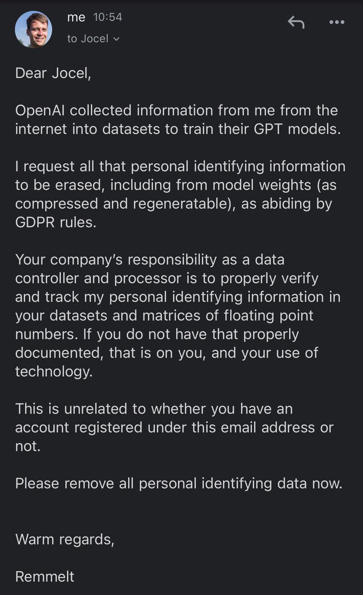 Update OpenAI GDPR request: