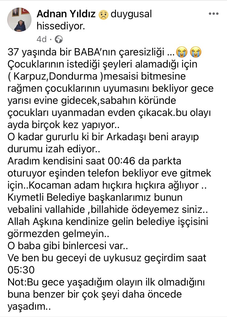 Biliyorum okumayacaksınız yada gözünüzden kaçacak.
ALLAH aşkına kulak verin sesimize .Duyun bu işçinin feryadını..<a href="/akpartiistanbul/">AK Parti İstanbul</a> <a href="/osmannnurika/">Osman Nuri Kabaktepe</a> <a href="/rustemtuysuz/">Rüstem Tüysüz</a> <a href="/tevfikgoksu/"></a> <a href="/marmarabb/">Marmara Belediyeler Birliği</a> <a href="/mkulunk/">Metin KÜLÜNK</a>