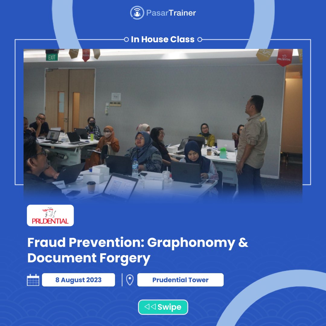 PasarTrainer's tweet photo. Fraud Prevention: Graphonomy &amp; Document Forgery for Prudential

#PasarTrainer #trainingmarketplace #trainingprovider #learninganddevelopment #lembagapelatihan #corporatetraining #corporatelearning https://t.co/98L7YvXZM1