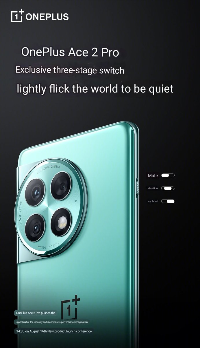boxtobyte's tweet photo. OnePlus Ace 2 Pro
6.74" 1.5K curved OLED
BOE Q9+ display
120Hz refresh rate
HDR10+, 450ppi,
1600 nits brightness
2.17mm ultra-narrow bezels
Alert Slider - ring, vibrate & mute
5000mAh battery
150W super flash charging
#OnePlus #OnePlusAce2Pro #OPPO https://t.co/bApnScm6fh