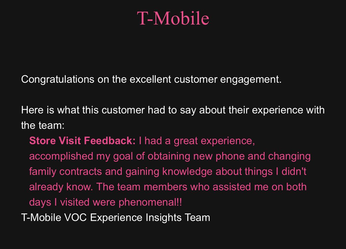 What a nice surprise before going to sleep. Extremely proud of my team! Nothing but the BEST! #uncarrier #tmobile